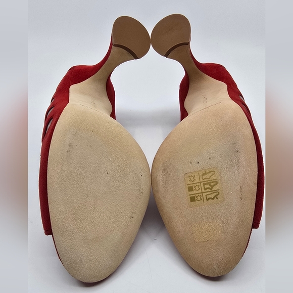 Manolo Blahnik Aziz Kid Suede Open- Toe Pumps - Picture 12 of 16